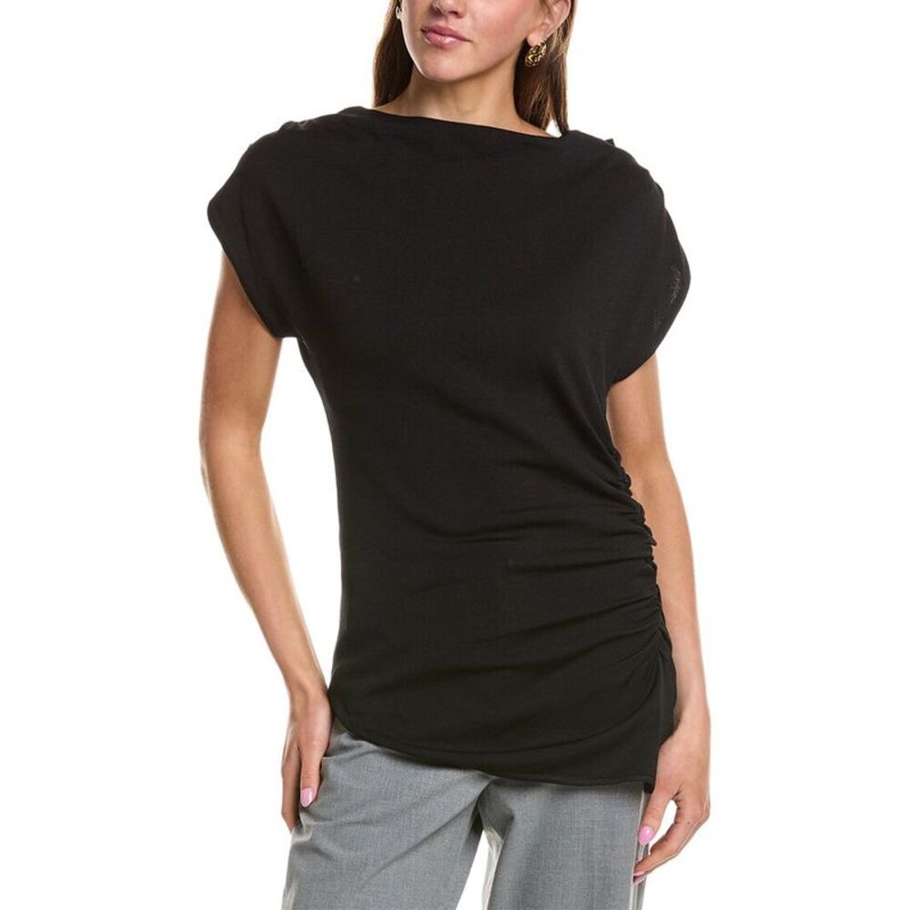 Kenneth Cole Womens Asymmetrical Drape Top, Black